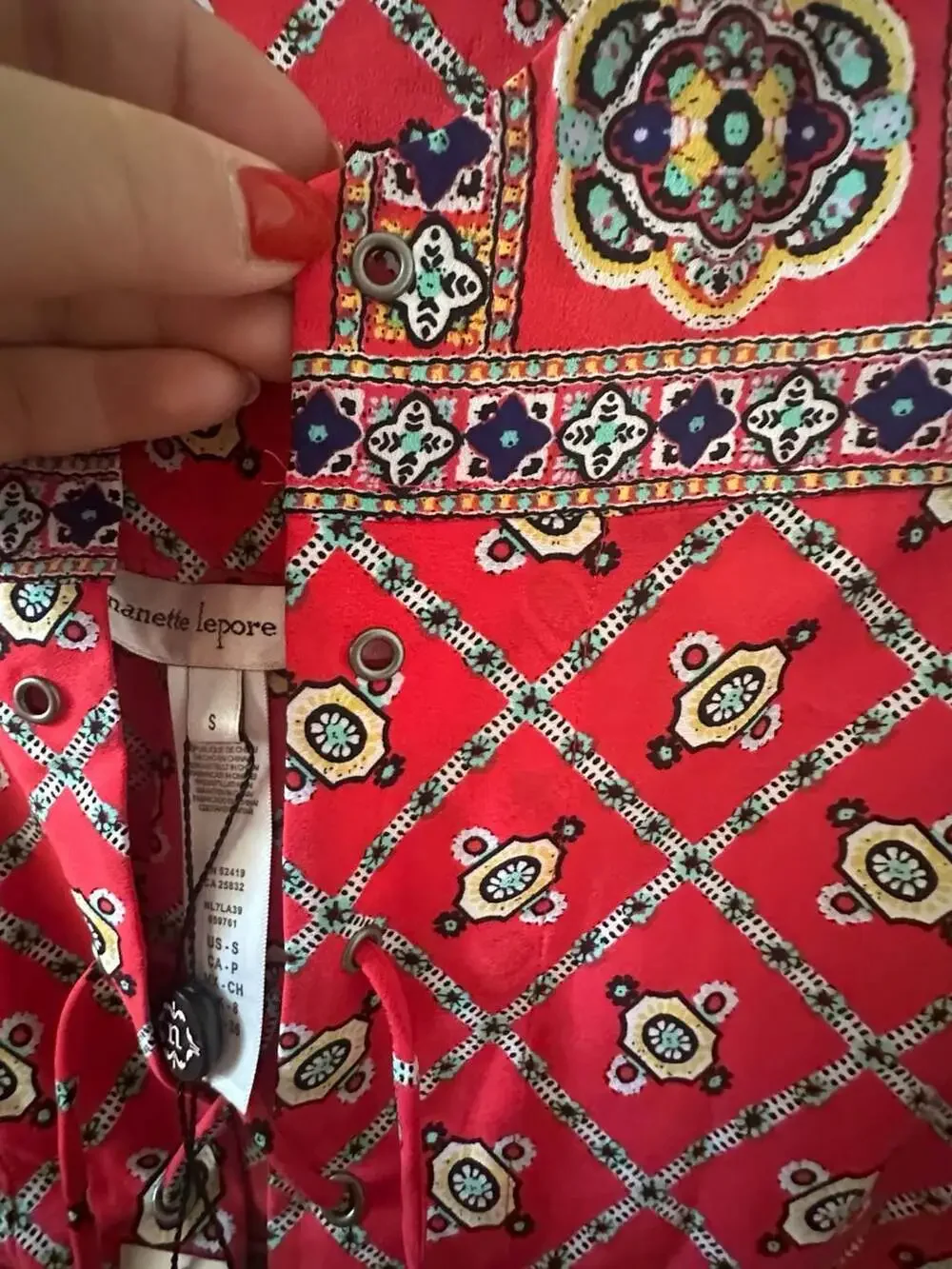 Nanette Lepore Red Batik Swim Cover Up